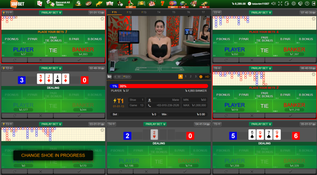 multi table baccarat online by XJ Live